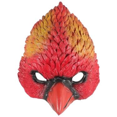 Imagem de Kisangel Máscara de Cabeça de Pássaro 1 Pc, Máscara de Animal Realista, Carnaval, Vermelha, 27 x 22 cm