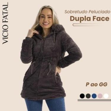 Imagem de Sobretudo Feminino Peluciado Cintura Ajustável - Inverno Aconchegante Forrado.-Feminino