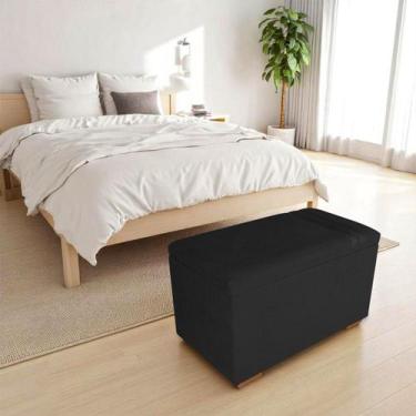 Imagem de Recamier Puff Baú Organizador no Boucle com Cinto Preto - SRJ MÓVEIS, 