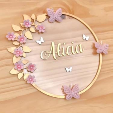 Imagem de Porta Maternidade Borboletas 1 Acrílico E Espelho