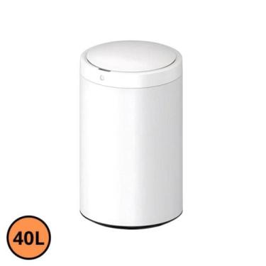 Imagem de Lixeira Automática Redonda Em Aço Inox 40 Litros Sensor - Globalmix