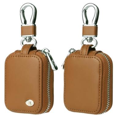 Imagem de Fofvccv Capa para fone de ouvido, estojo de armazenamento de fone de ouvido para AirPods 4/1/2/3/Pro 2, bolsa de couro PU, bolsa de transporte para fones de ouvido com zíper e chaveiro para fones de