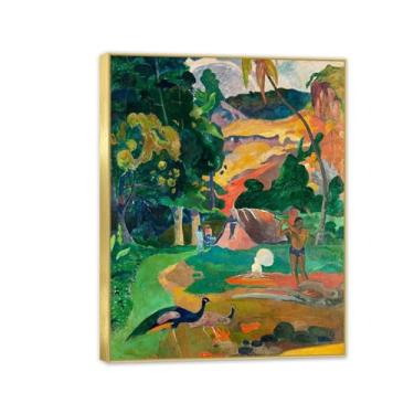 Imagem de Paul Gauguin Impressão Paisagem com Pavões Pôster de Parede Impressionista Arte de Parede Pintura Natural Quarto Corredor Estudo Decoração de Casa 80x60cm (32x24in) Emoldurado