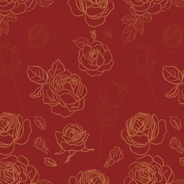 Imagem de ZAMNEA Descole e cole papel de parede, rosa vermelha e dourada, papel de parede floral, papel de parede autoadesivo removível para quarto, cozinha, bancada, armários, cômoda, gaveta, móveis, 43 x 38