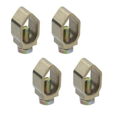 Imagem de FarBoat 4 braçadeiras de haste de aterramento de cobre para aterramento direto, grampo de fio de latão tipo A para conexões de sistema de aterramento elétrico, 3/4 polegadas