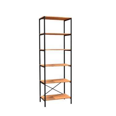 Imagem de Estante Trento Madeira e Preta 180 cm