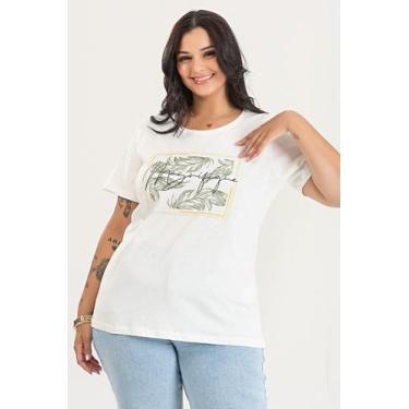 Imagem de T-shirt Feminina Plus Size em Malha Algodão c/ Estampa "MAGNIFIQUE" - 