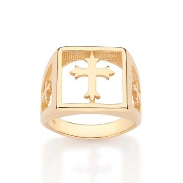Imagem de Anel rommanel masculino banhado ouro 18k chevalier vazado 513586, 20