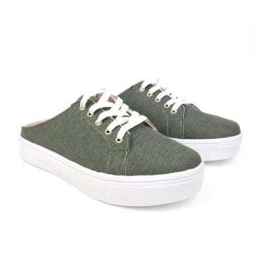 Imagem de Tênis Feminino Mule Babuche Calce Fácil - Tulip Shoes, Verde, 36