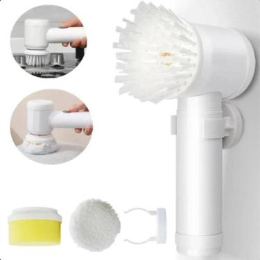 Imagem de Escova Elétrica Porta Detergente Giratória Recarregável Para Limpeza -
