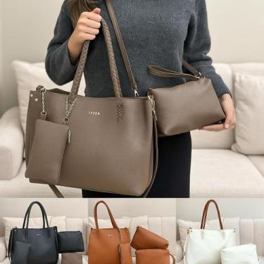 Imagem de Kit Bolsa Feminina 3 Peças Tote Grande + Transversal + Necessaire Vári