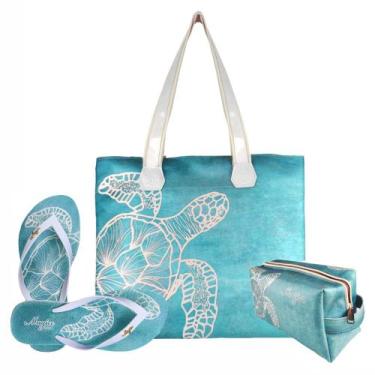Imagem de Kit Feminino Praia Bolsa Chinelo Necessaire Magicc Kit-243, 39/40
