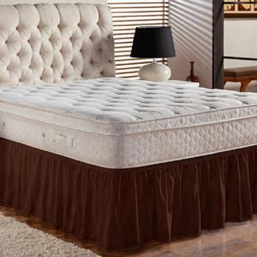 Imagem de Saia Box Cama Casal e Queen com 1 Elástico Ajustável Babado 1 Peça - A