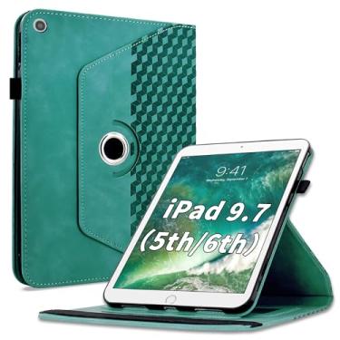 Imagem de Varohix Capa para iPad 6ª/5ª geração de 9,7 polegadas 2018/2017, iPad Air 2/Air 1 360 graus com rotação de 360 graus, capa protetora de couro PU com hibernar/despertar automático, suporte para cartão