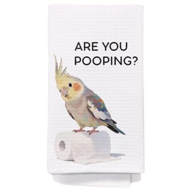 Imagem de Yomisex Toalhas de mão para decoração de pássaros calopsitas para banheiro, presentes para amantes de pássaros, você está cocô toalha de banheiro engraçada, 40,6 x 61 cm
