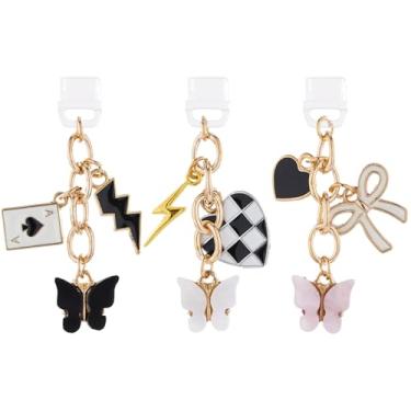 Imagem de TAKEALOOKO Amuletos de plugue de poeira para Kindle - 3 peças de plugue decorativo de porta de carregamento estilo pôquer vintage, presente estético Y2K para amantes de livros de e-reader de telefone