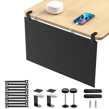 Imagem de ERGO COLLECT Painel de privacidade sob a mesa de 59,9 cm e gerenciamento de cabos, organizador de cabos com bolso de malha, kit de painel de esconder fio para estações de trabalho em casa e escritório