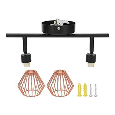 Imagem de Kit de iluminação de pista 2 Rotatable Head Track Parede do teto Spotlight com gaiolas de tecido para sala de estar da cozinha