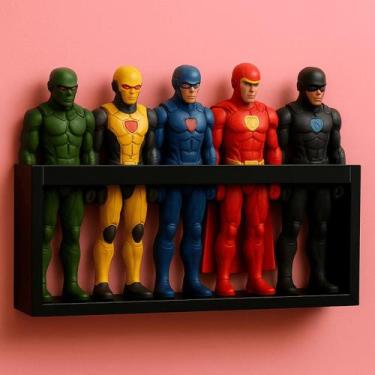 Imagem de Estante de brinquedos Prateleira organizadora de bonecos super heróis,