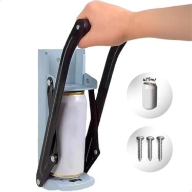 Imagem de Amassador de Latas de Alumínio com Abridor de Garrafa, 33 cm x 12 cm, Suporte de Parede