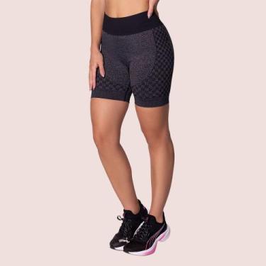 Imagem de Short Sem Costura Selene Sport Academia Fitness Feminino, Preto mescla