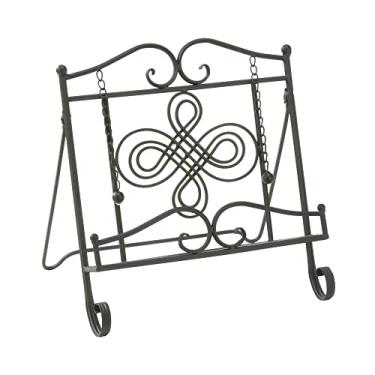 Imagem de Suporte para livro de receitas de metal Tripar Swirl Design, para uso com iPads, tablets, catálogos, livros de receitas, portáteis, ajustáveis, suporte livre... (preto)
