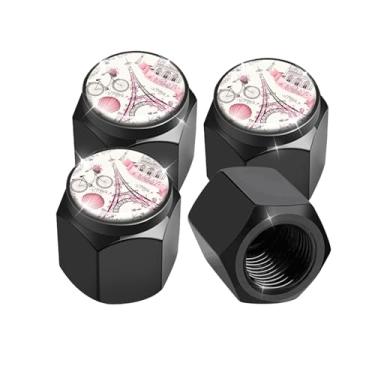 Imagem de Pacote com 4 tampas de haste de válvula de pneu, tampas de haste de roda de carro, tampas de válvula de ar de alumínio, ajuste universal para carros, SUVs, caminhões, bicicletas e motocicletas (Torre