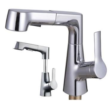 Imagem de Torneira Gourmet Extensivel Banheiro Dois Jatos Articulada Ducha Monoc