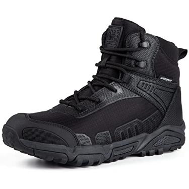 Imagem de FREE SOLDIER Botas de trabalho táticas masculinas à prova d'água leves e confortáveis, Preto impermeável, 12 Wide