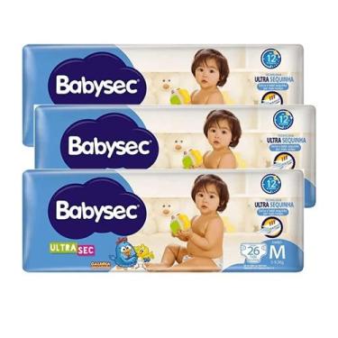 Imagem de Kit 3 Fraldas Babysec Ultrasec Jumbo Galinha Pintadinha M com 26 unida