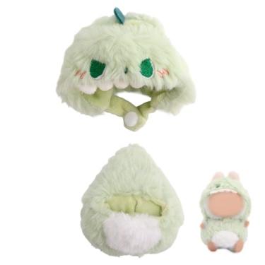 Imagem de Conjunto de Roupa Peluche para Bonecas de 17cm, Fantasia Fofa Dinossauro para Bonecas Colecionáveis Roupa Animal Kawaii Exibir e Vestir (Verde)