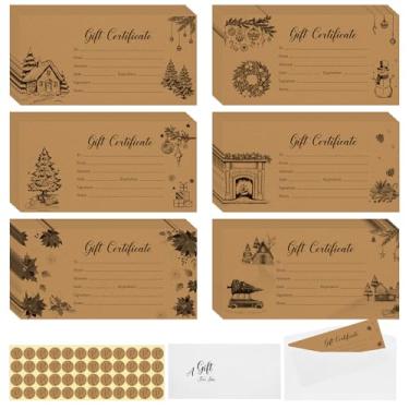 Imagem de Sinload Conjunto de 96 vales de presente para empresas, cartões de certificado em branco incluídos com envelopes e adesivos de folha dourada para mulheres, aniversário, salão de beleza, restaurantes