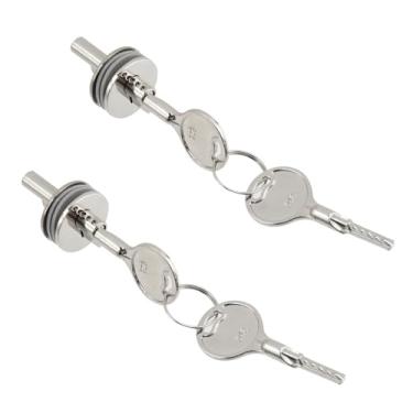 Imagem de FarBoat 2 peças de fechadura de porta de vidro deslizante com chave, fechaduras de armário de cobre com duas chaves, conjunto de trava de came de armários para caixa de ferramentas de porta de