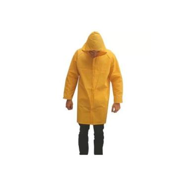 Imagem de Capa Chuva Plástica Capuz e Mangas Forrada Amarela - Maicol XG