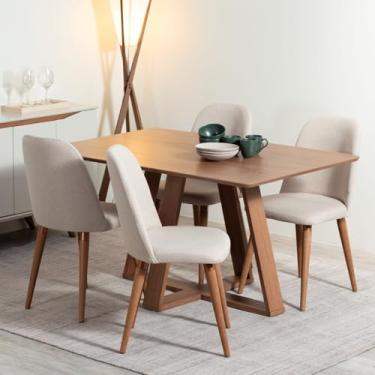 Imagem de Conjunto de Jantar Mesa Avena 4 Cadeiras New Drop - Canella c/Bege