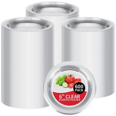 Imagem de Pratos de sobremesa de plástico Sabary de 6 polegadas transparentes (6