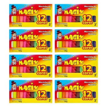 Imagem de Kit 8 Massinha De Modelar 12 Cores Magix 180g Multicolor