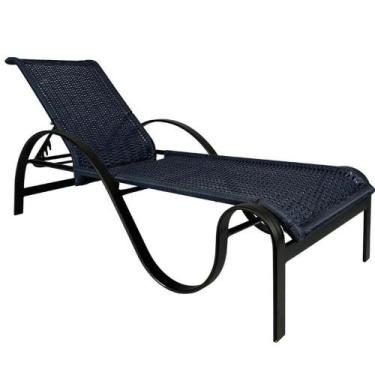 Imagem de Espreguiçadeira Alumínio E Fibra Sintética Modelo Ondulada Azul - Noss