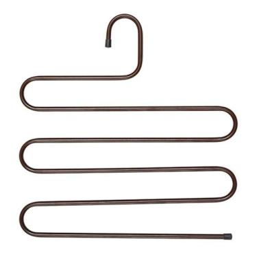 Imagem de Cabide Metal Multiuso Calças Saias Bermudas 5 Espaços Marrom - YAAY