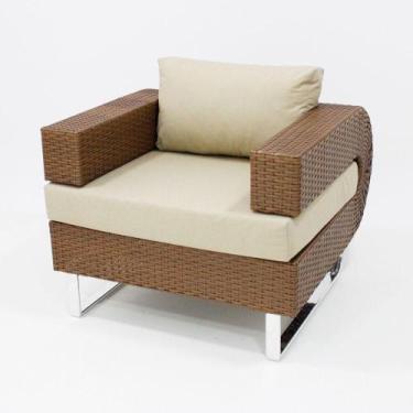 Imagem de Poltrona Em Fibra Sintética Modelo Begônia Marrom - Nossa Kasa