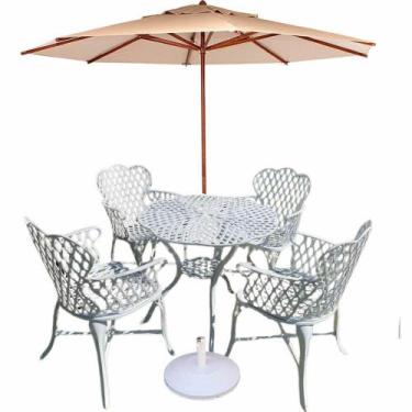 Imagem de Conjunto 4 Cadeiras E Mesa Viena Bambu Em Alumínio Para Piscina Jardim