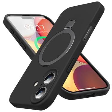 Imagem de KMAMBAG Capa Mag-Ring projetada para iPhone 17, silicone líquido [fator hidratante] capa de telefone fina extremamente macia com suporte [compatível com MagSafe] para 17 6,3 polegadas homens e