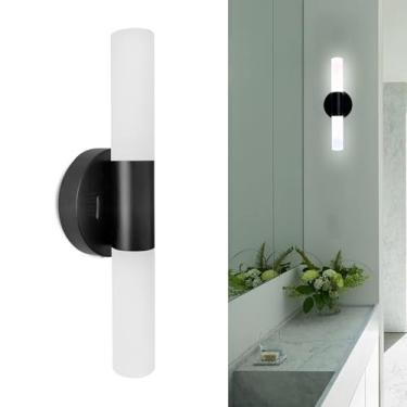 Imagem de Jolux Luzes LED de banheiro para espelho, arandela de parede regulável de 16W 1000LM com 5CCT (2700K-5000K) e interruptor de parede, luminária moderna preta para iluminação de espelho de banheiro