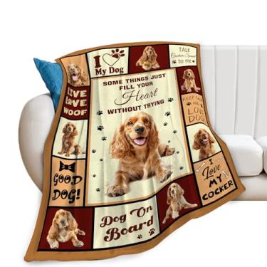Imagem de Kylora Cobertor Cocker Spaniel Cocker Spaniel, Cobertores aconchegantes de flanela de lã, roupa de cama leve, presentes para amantes de cães, presentes para homens, mulheres, adultos, para sofá, cama
