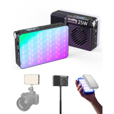 Imagem de SmallRig Luz de vídeo RM 25C Mini LED RGB, bateria de 3100 mAh, tela LCD HD, luz de câmera portátil de 25 W presentes para fotógrafos, criadores de conteúdo, 2500K-10000K CRI 96 TLCI 99, montagem