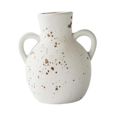 Imagem de Generic Vaso de cerâmica rústico, suporte para plantas, enfeites, vaso, de flores de fazenda para casa, prateleira, plantas de interior, entrada, Branco Marrom