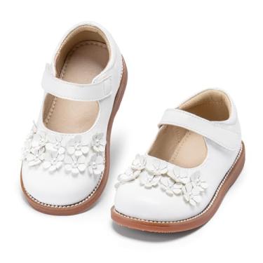 Imagem de Kolan Todder Sapato Oxford infantil Mary Jane sem cadarço uniforme escolar uniforme escolar, Ke09-branco, 10 Toddler
