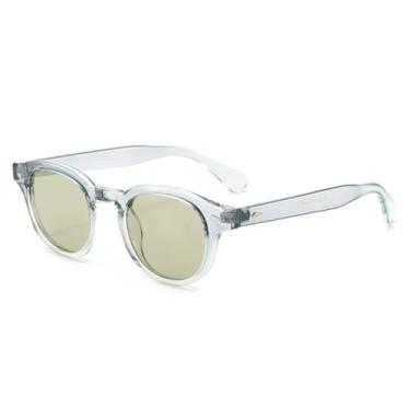 Imagem de Óculos de sol redondos retrô femininos, óculos de sol com armação Uv400, moda masculina, vermelho, punk, rebites, gradiente (cinza, verde, cinza)