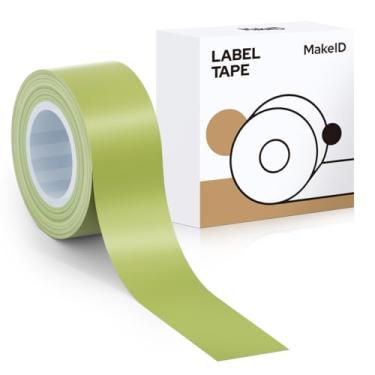 Imagem de MakeID Refil de fita adesiva E1 Q1, 16 mm x 4 m (1,6 cm x 13') adesivo contínuo laminado térmico à prova d'água autoadesivo multiuso substituição de fita de etiquetagem