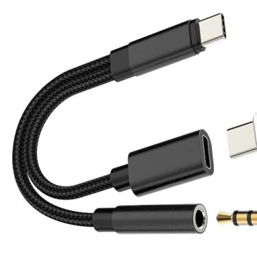 Imagem de Dongle USB C para AUX para iPhone 16 15 Pro Max 3,5 mm Jack Adaptador de fone de ouvido (2 em 1) Cabo carregador de áudio compatível com Samsung Galaxy Cord para fone de ouvido com fio Apple Splitter